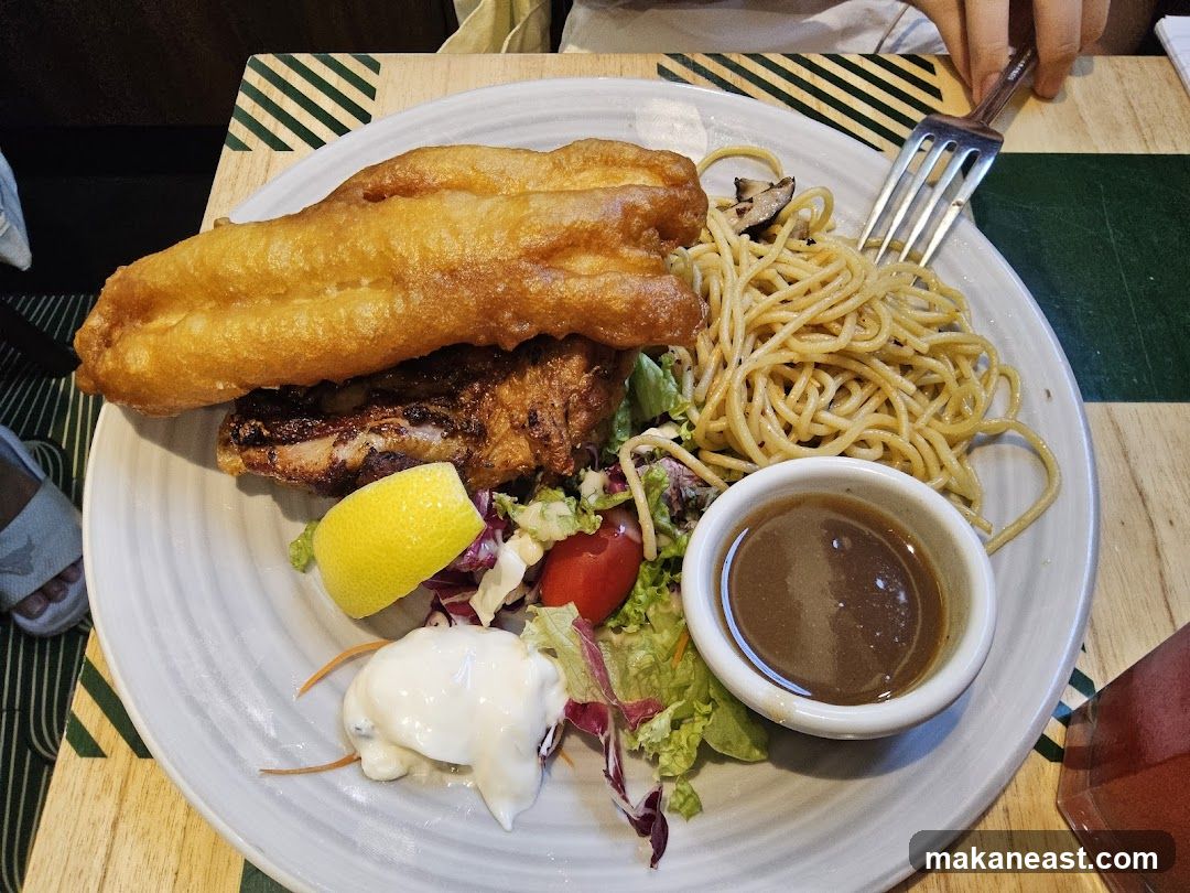 Fish and Chips with Spaghetti