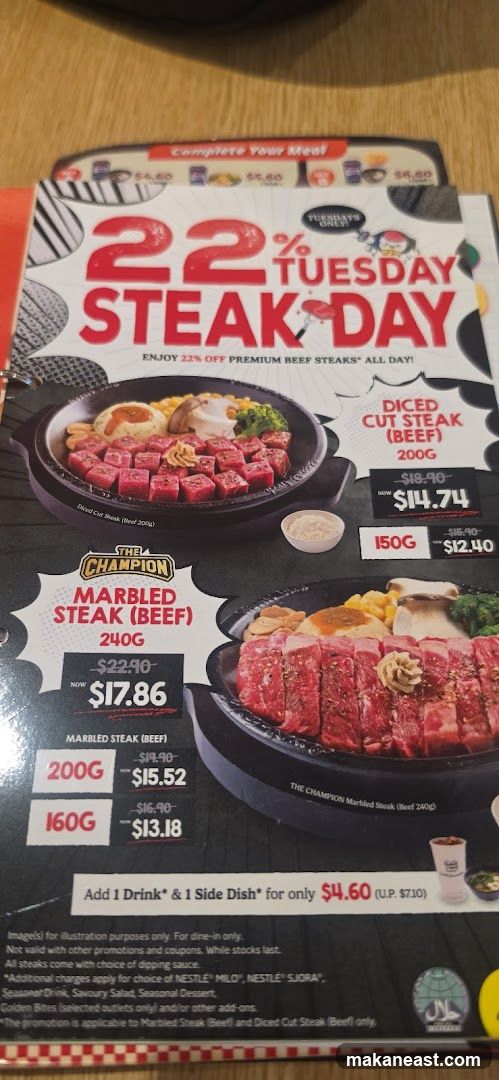 22% Tuesday Steak Day