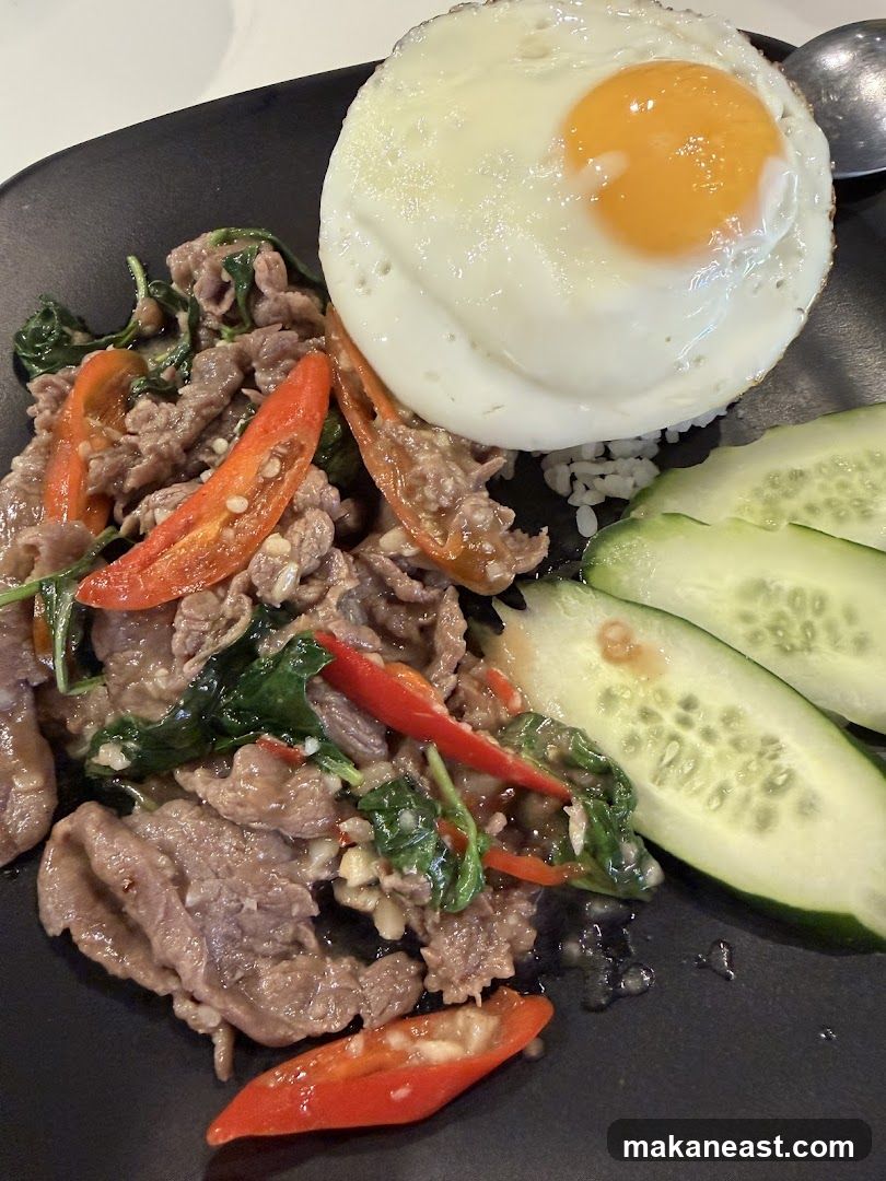 Beef with Basil and Fried Egg