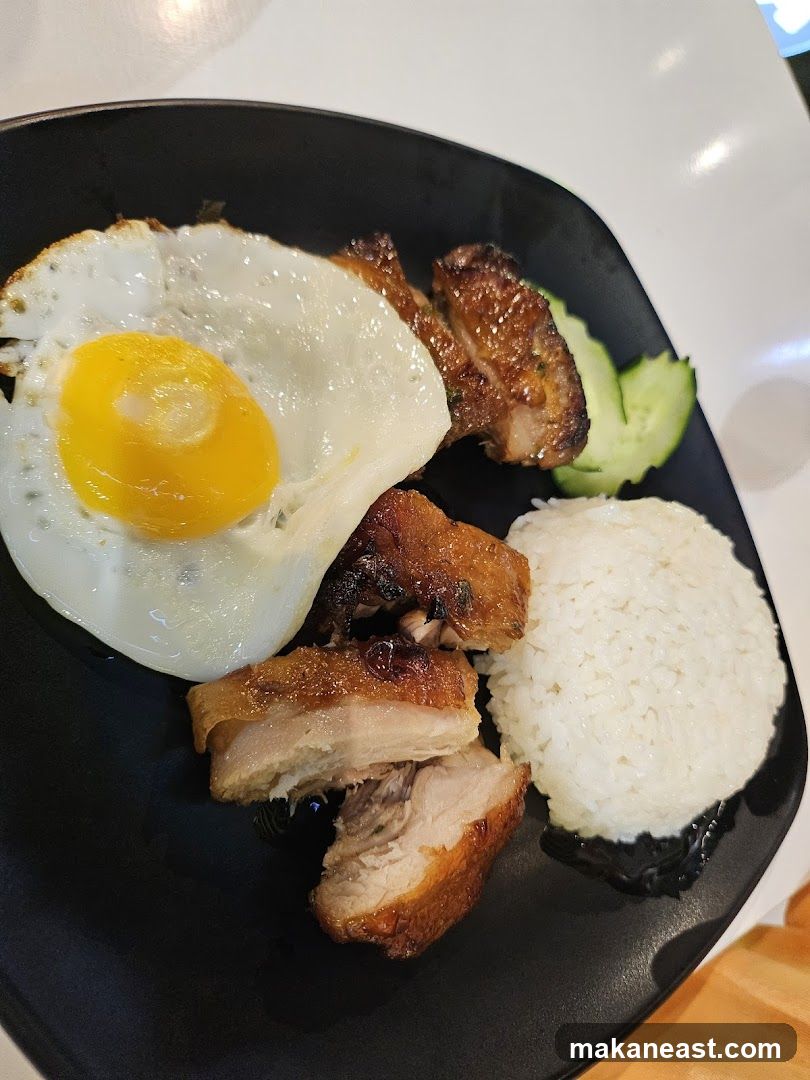 Roasted Pork Belly with Rice and Fried Egg