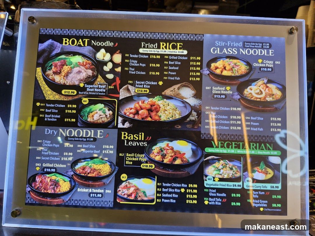 Noodle and Rice Menu