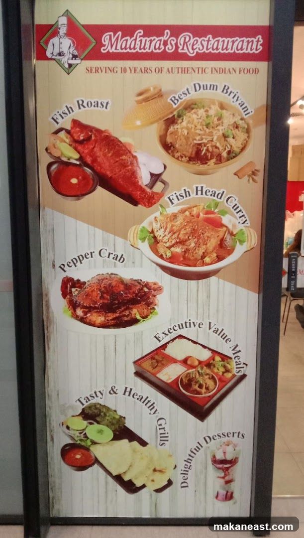 Madura's Restaurant Menu Board