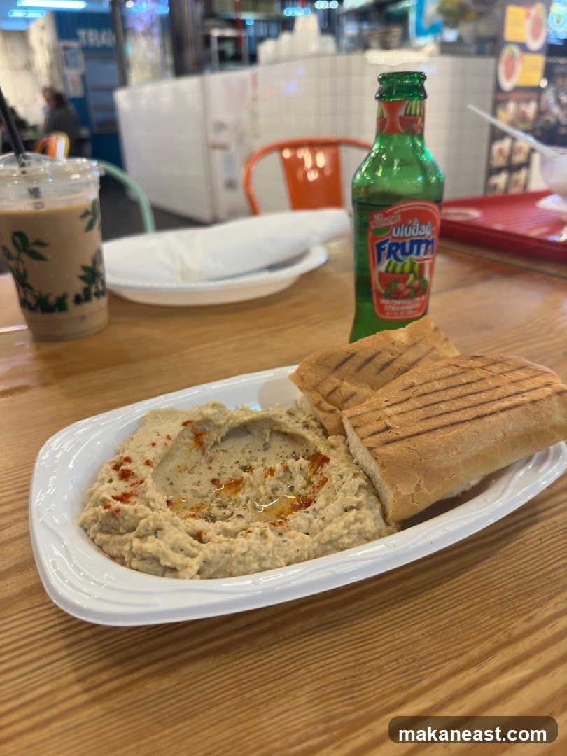 Hummus and Bread with Drink