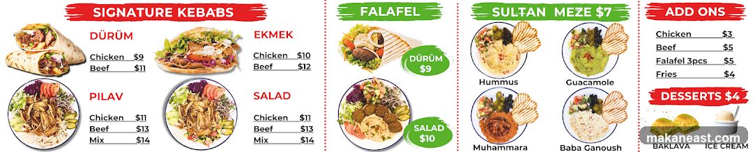 Signature Kebabs, Falafel, Sultan Meze