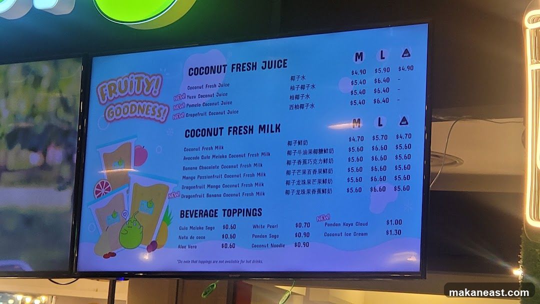 Coconut Drinks Menu