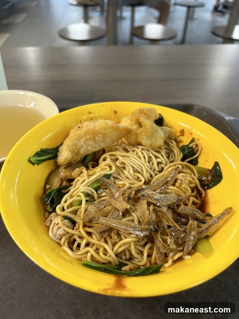 Noodles with Anchovies and Fried Wontons