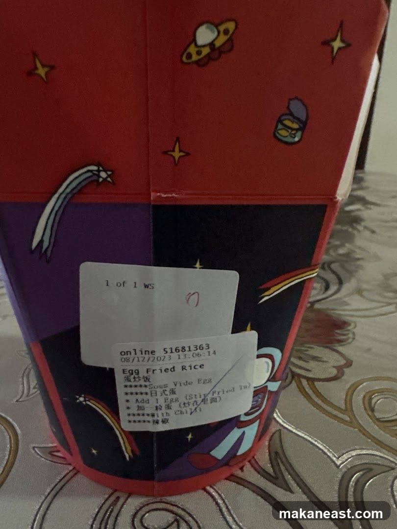 Takeout Container with Food Order Sticker