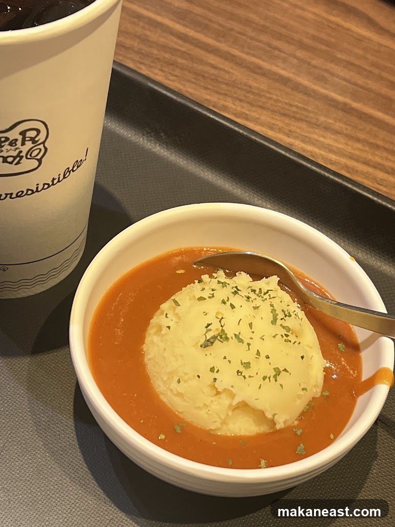 Mashed Potatoes with Gravy and Drink