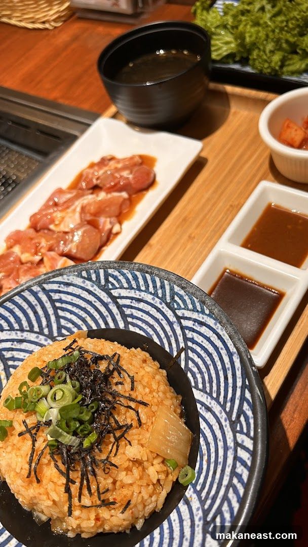 Kimchi Fried Rice with Raw Meat and Sides