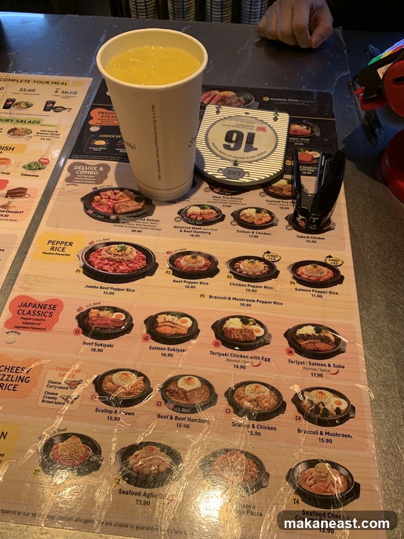 Pepper Lunch Menu