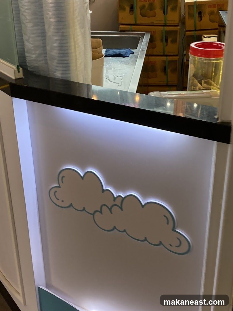 Counter with cloud decoration