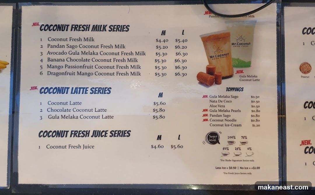 Mr. Coconut Menu