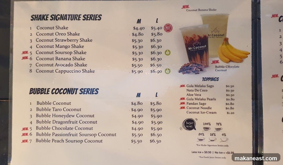 Mr. Coconut Menu
