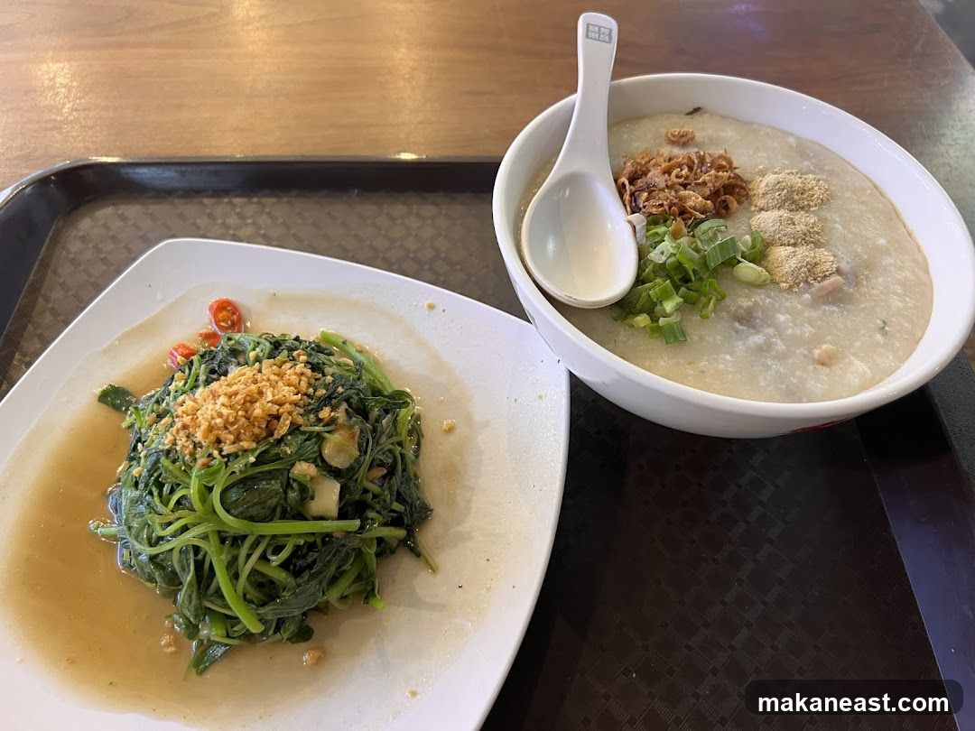 Congee and Stir-fried Vegetables