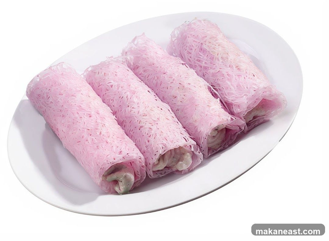 Pink Rolled Crepes with Filling