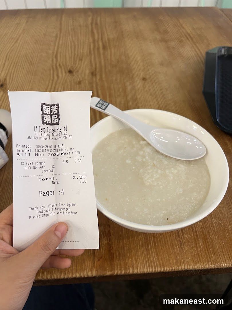 Congee Receipt and Bowl