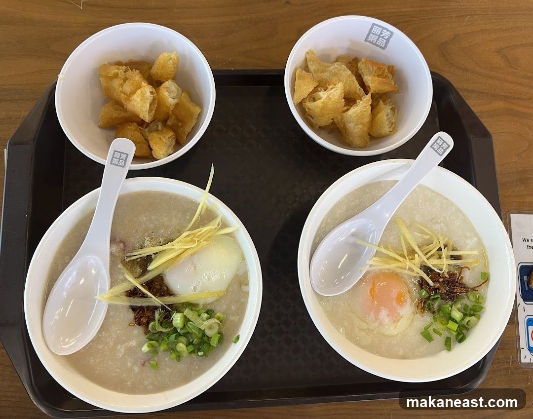 Congee with Egg and Fried Dough Sticks