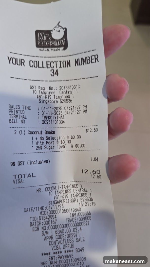 Receipt from Mr. Coconut
