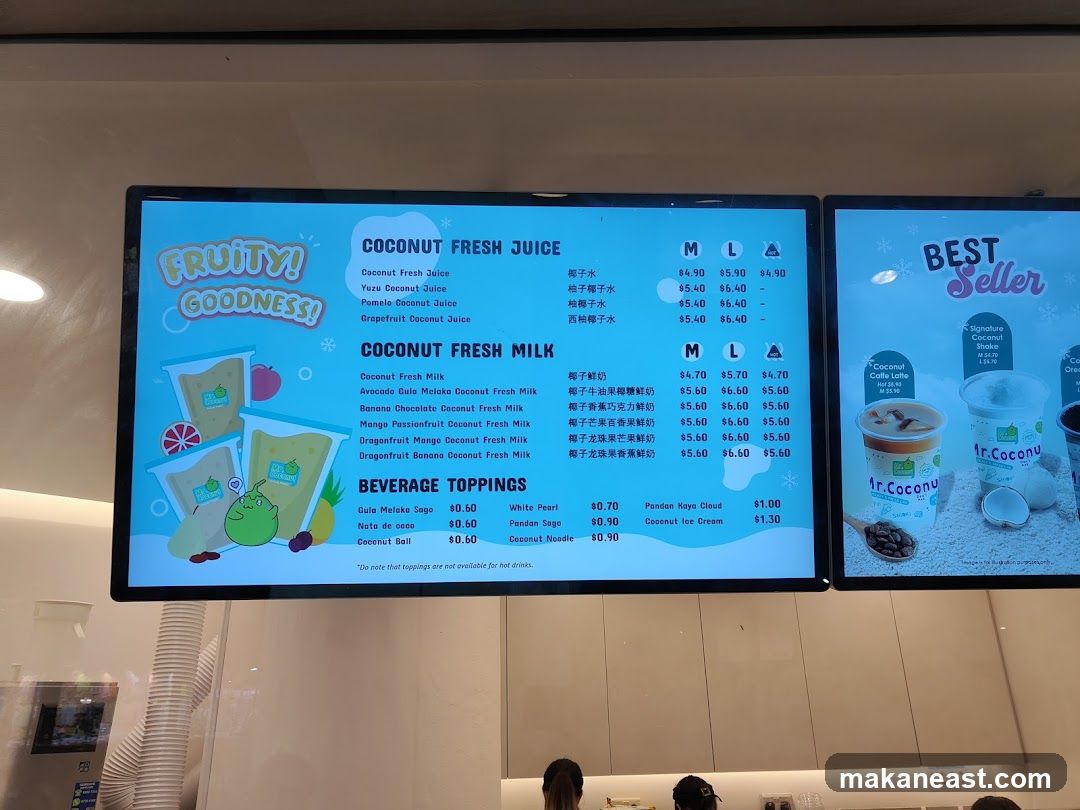 Coconut Drinks Menu