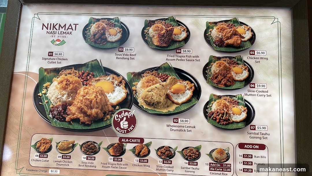 Nasi Lemak Menu