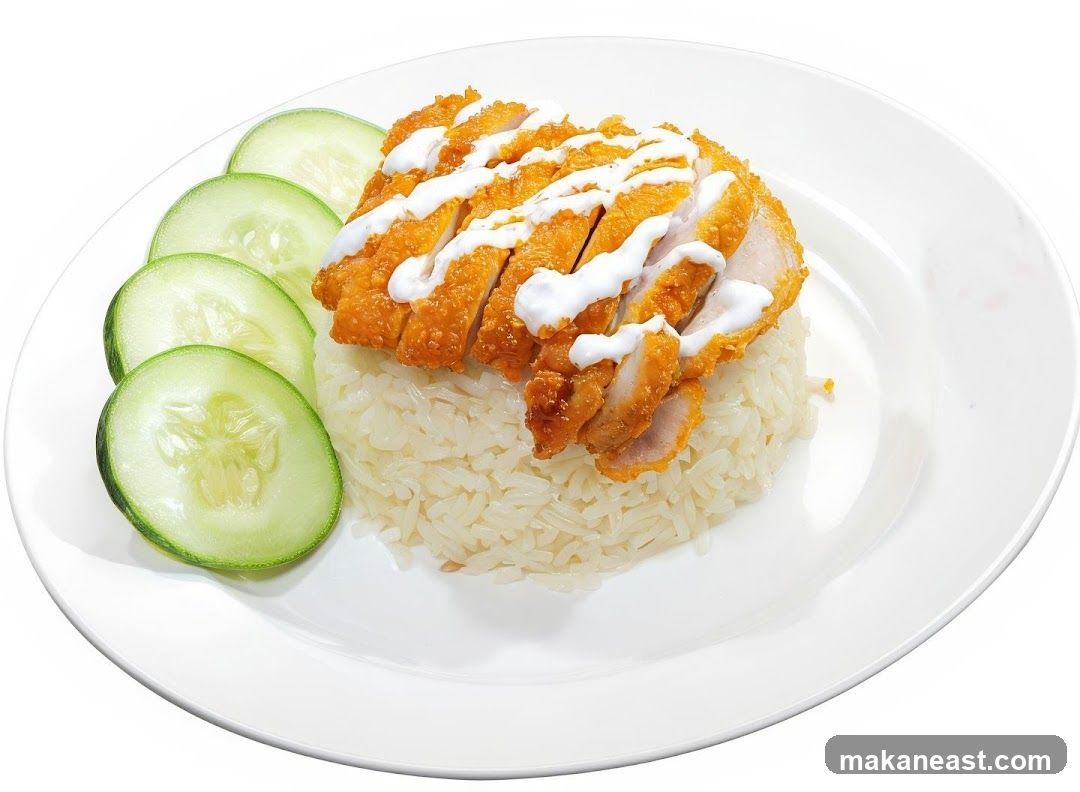 Fried Chicken with Rice and Cucumber