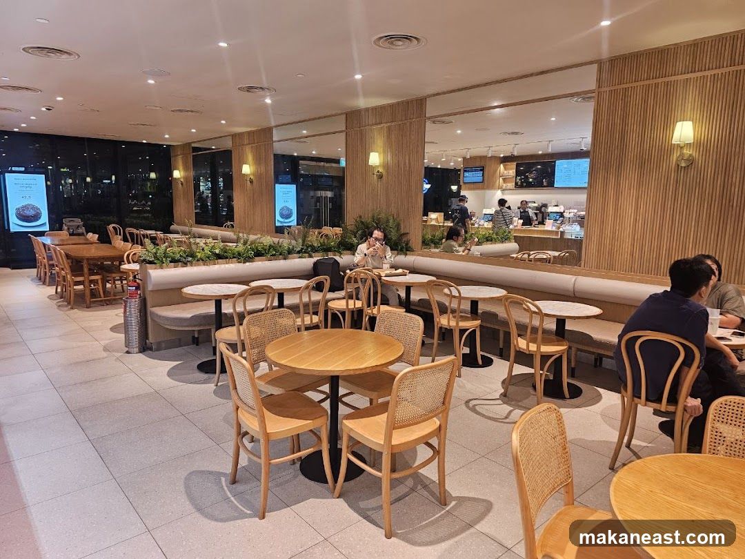 Cafe Interior with Wooden Furniture