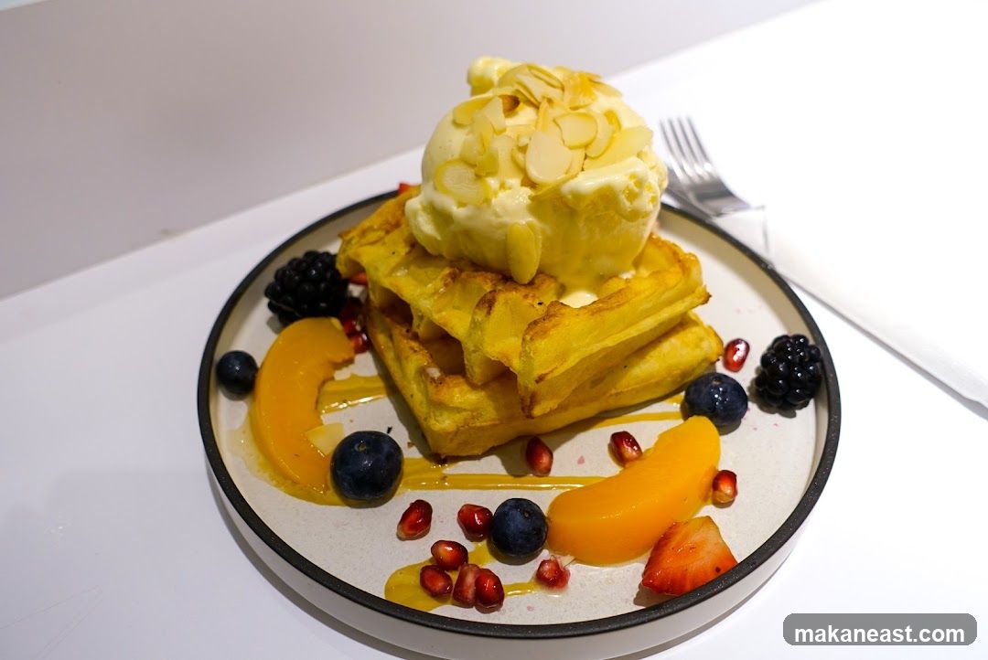 Waffles with Ice Cream and Fruit