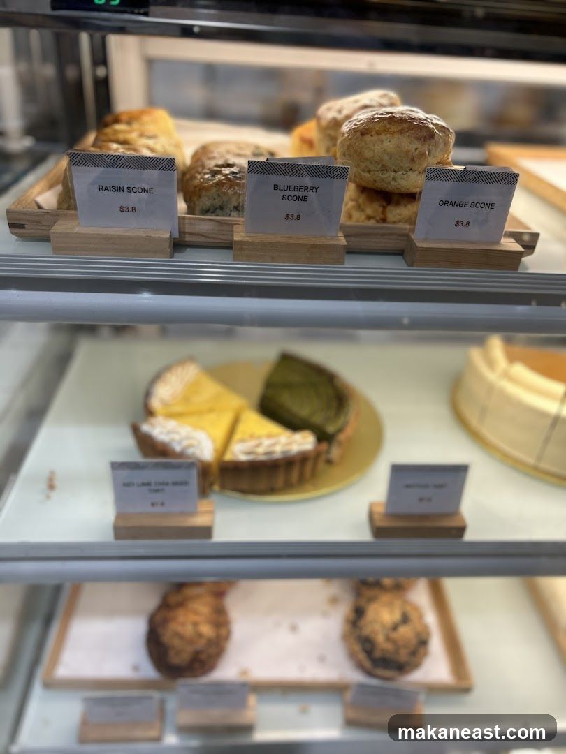 Pastries in a display case
