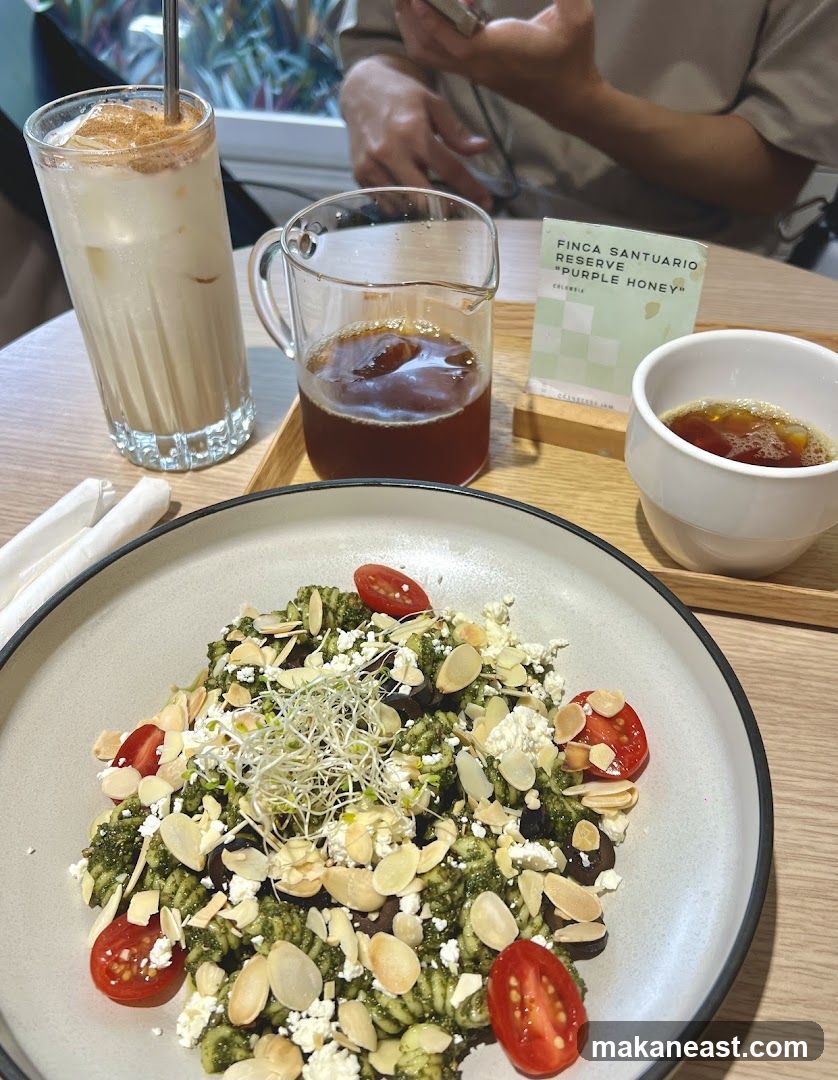 Pesto Pasta with Coffee