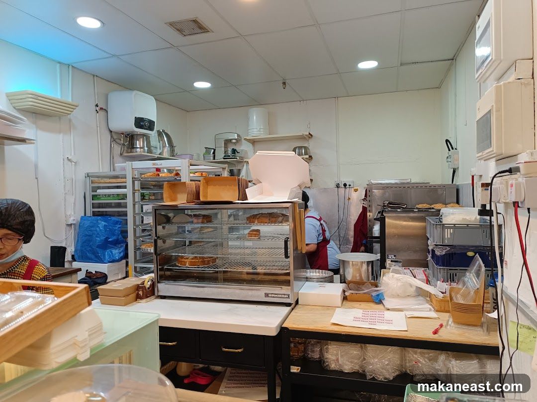 Bakery interior with baked goods