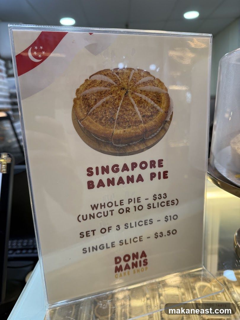 Singapore Banana Pie Menu
