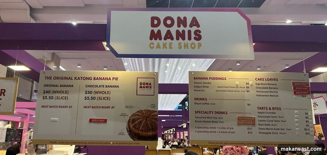 Dona Manis Cake Shop Menu