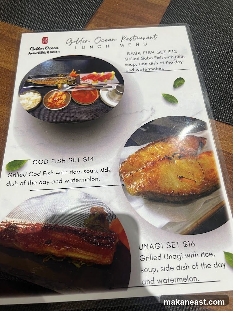 Golden Ocean Restaurant Lunch Menu