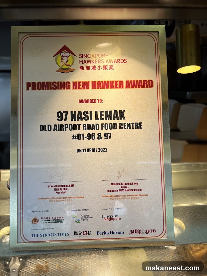 Singapore Hawkers Awards Certificate
