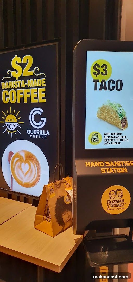 Promotional displays for coffee and tacos