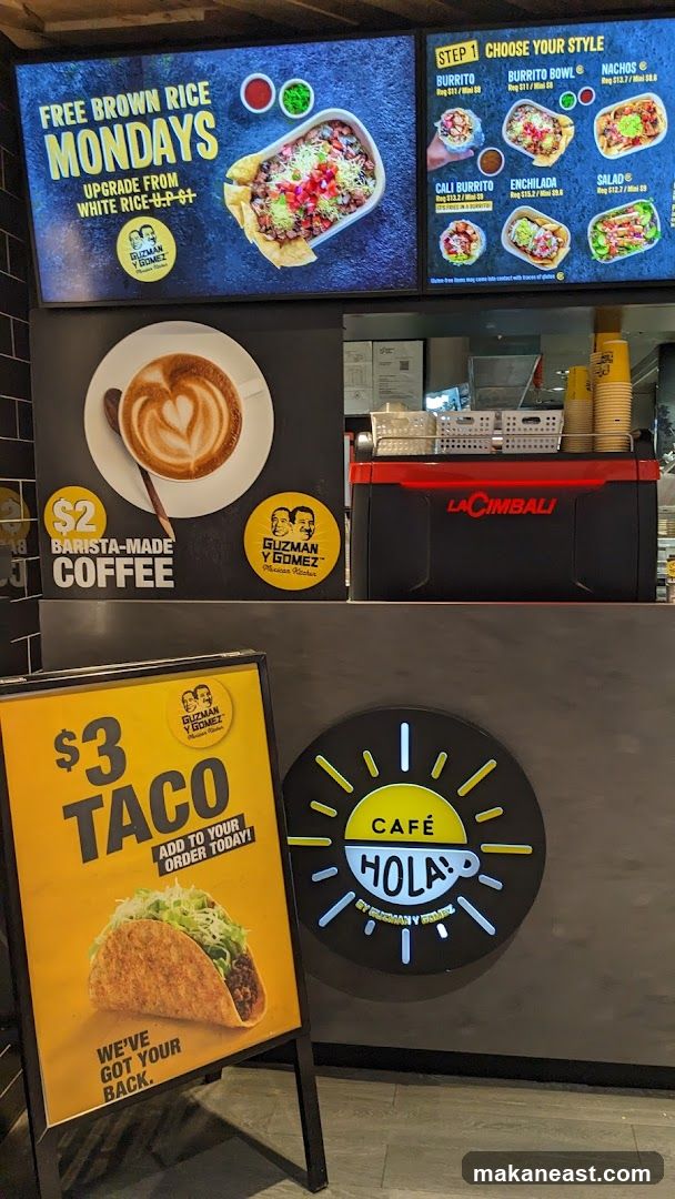 Guzman Y Gomez Menu and Coffee Display