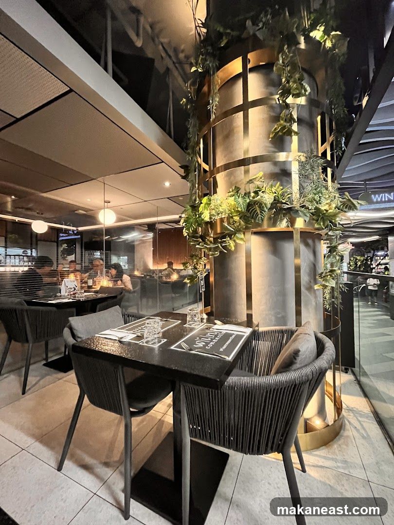 Restaurant Interior with Decorative Column