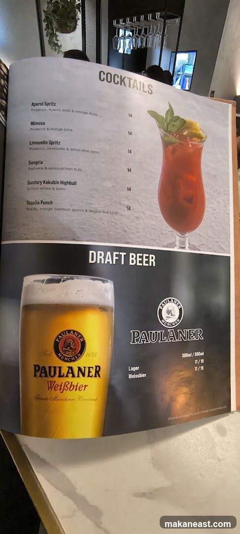 Cocktails and Draft Beer Menu