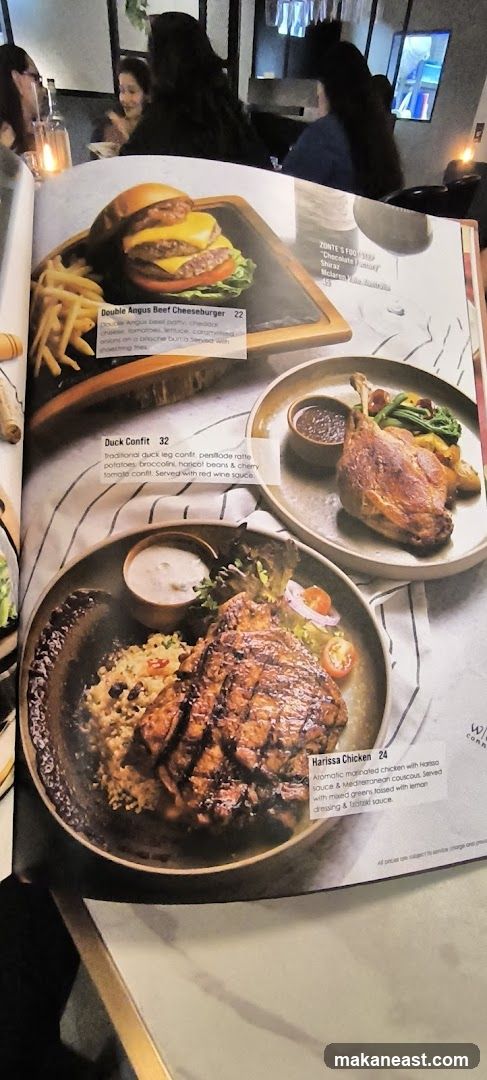 Menu with Food Items