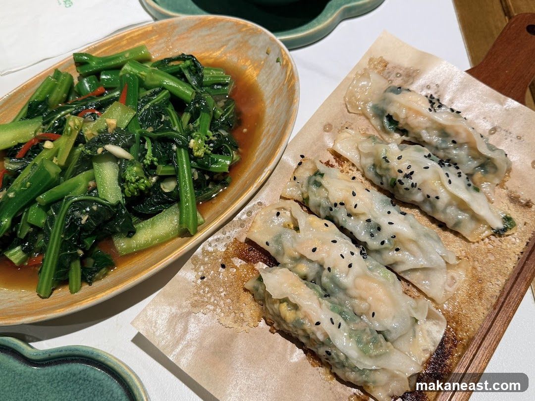 Steamed Dumplings and Stir-fried Greens
