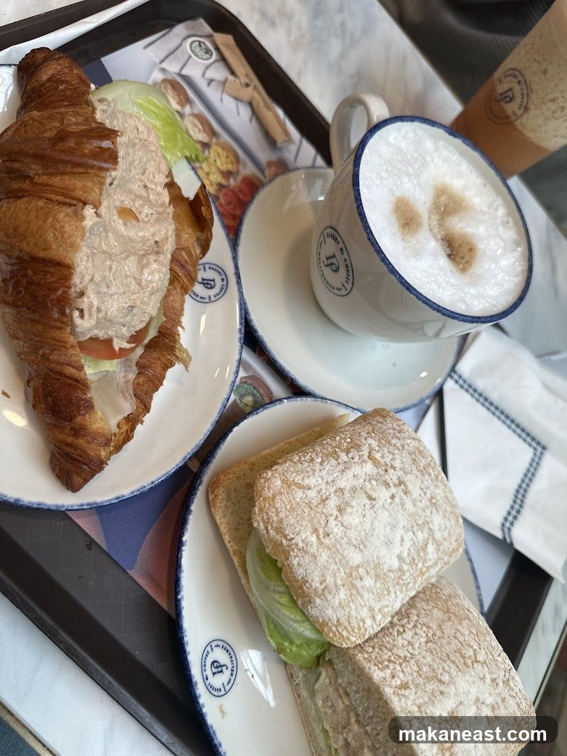 Croissant Sandwich and Coffee