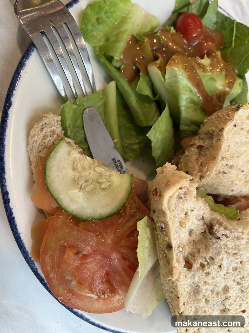 Salmon Sandwich and Salad