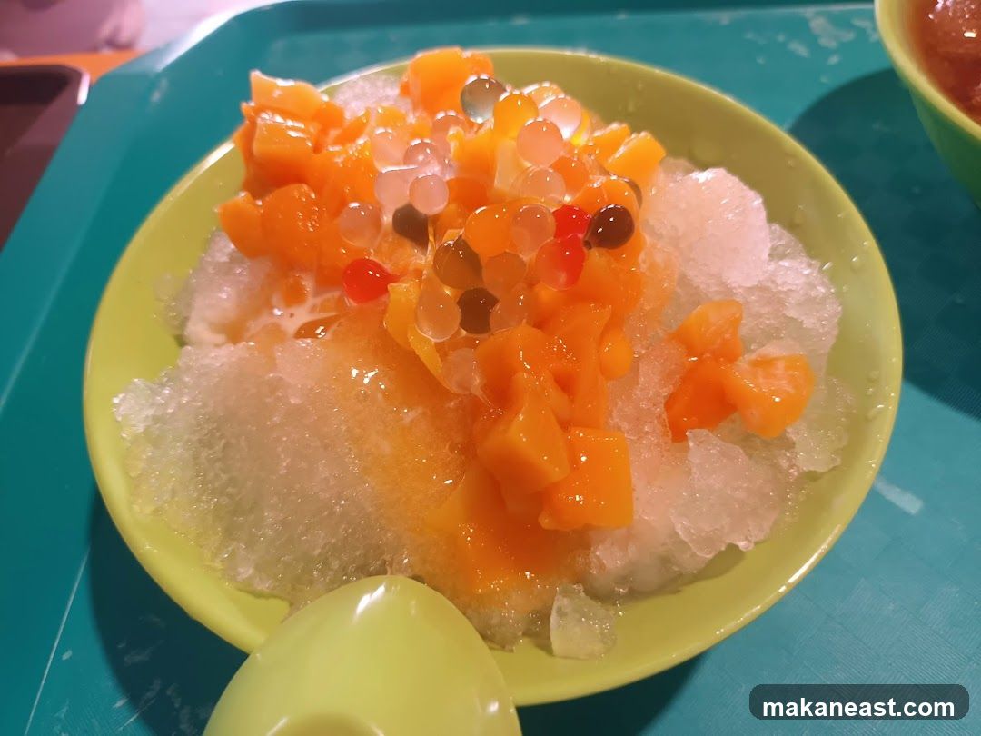 Mango shaved ice with boba