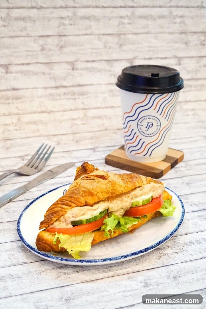 Croissant Sandwich and Coffee