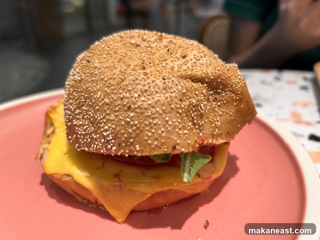 Burger on a pink plate