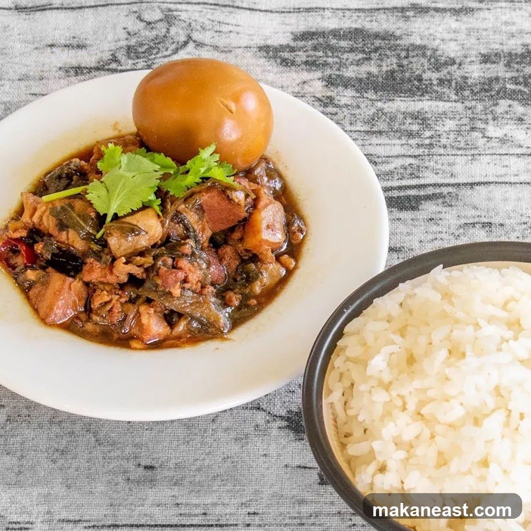 Braised Pork Belly with Preserved Mustard Greens and Rice
