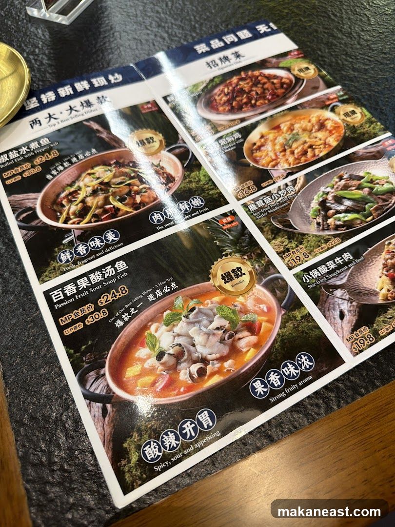 Menu with Chinese Dishes