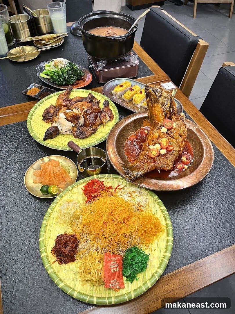 Table with a variety of dishes
