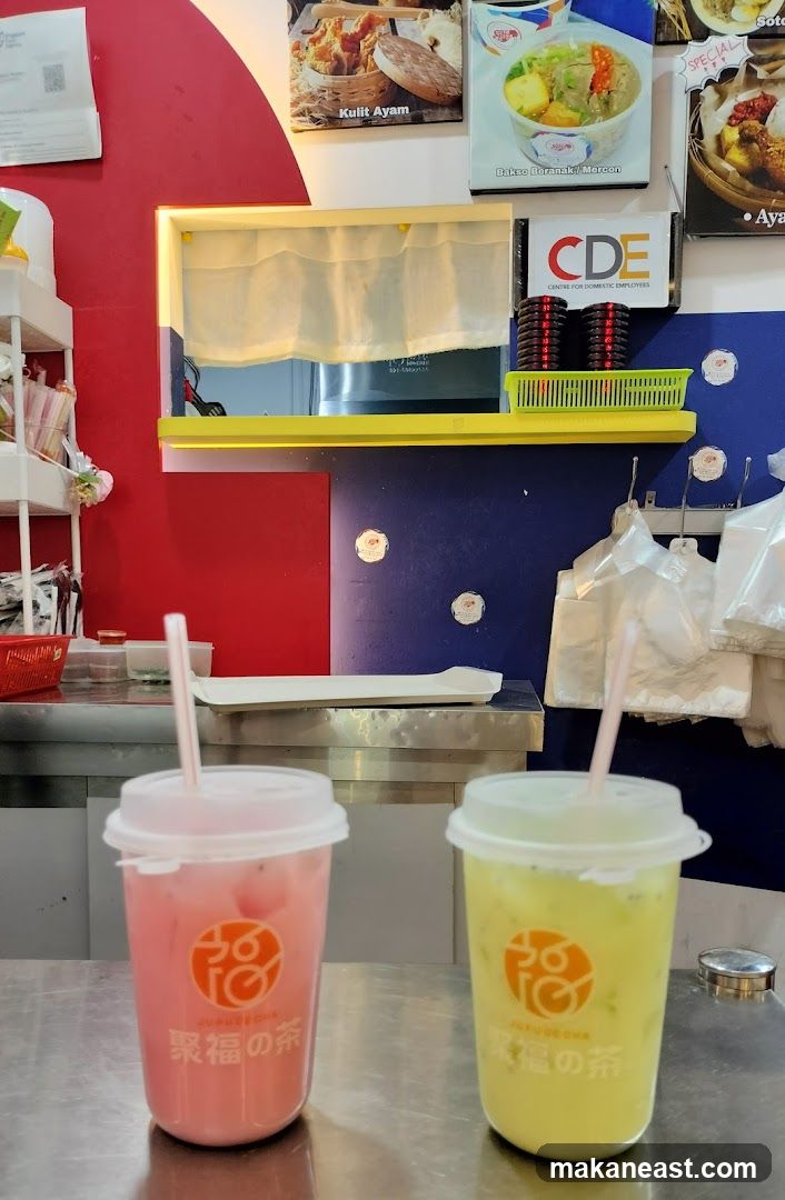 Two drinks with logo