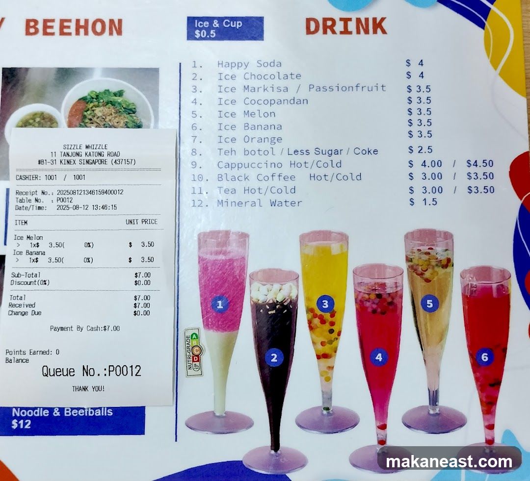Menu and Receipt
